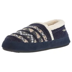 Acorn Women's Moc Slippers - Knit Uppers Cozy, Nordic Blue, Small | A18605NOBWS