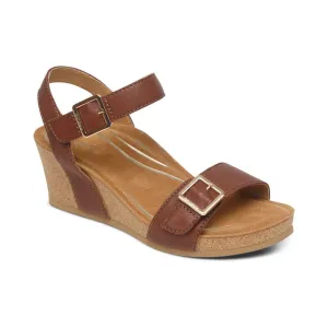 Aetrex Women's Lexa Cork Strap Wedge Sandal - Walnut CK102
