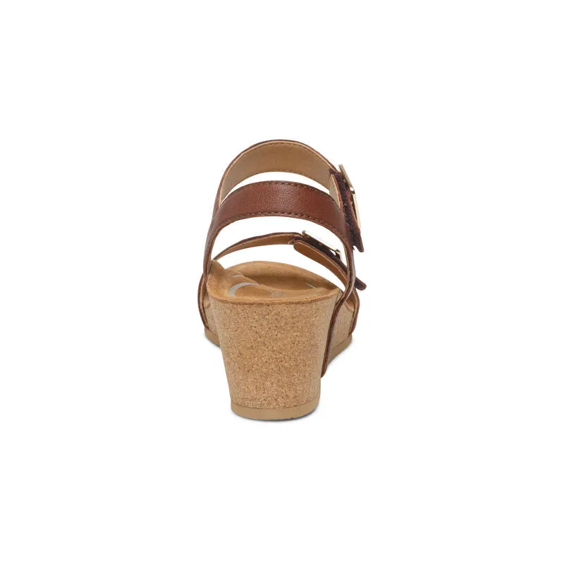 Aetrex Women's Lexa Cork Strap Wedge Sandal - Walnut CK102