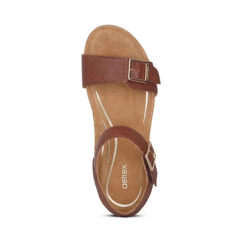 Aetrex Women's Lexa Cork Strap Wedge Sandal - Walnut CK102