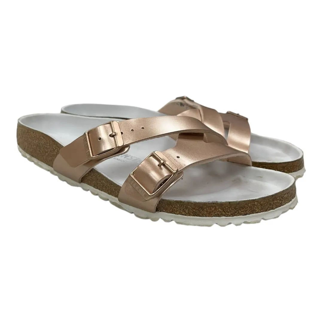 Birkenstock Yao Hex Metallic Rose Gold Sandals Shoes Comfort 39 8.5