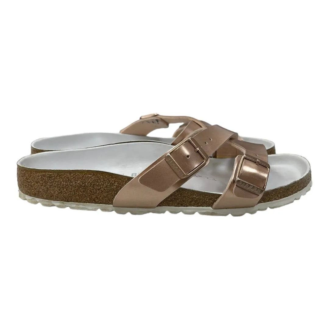 Birkenstock Yao Hex Metallic Rose Gold Sandals Shoes Comfort 39 8.5