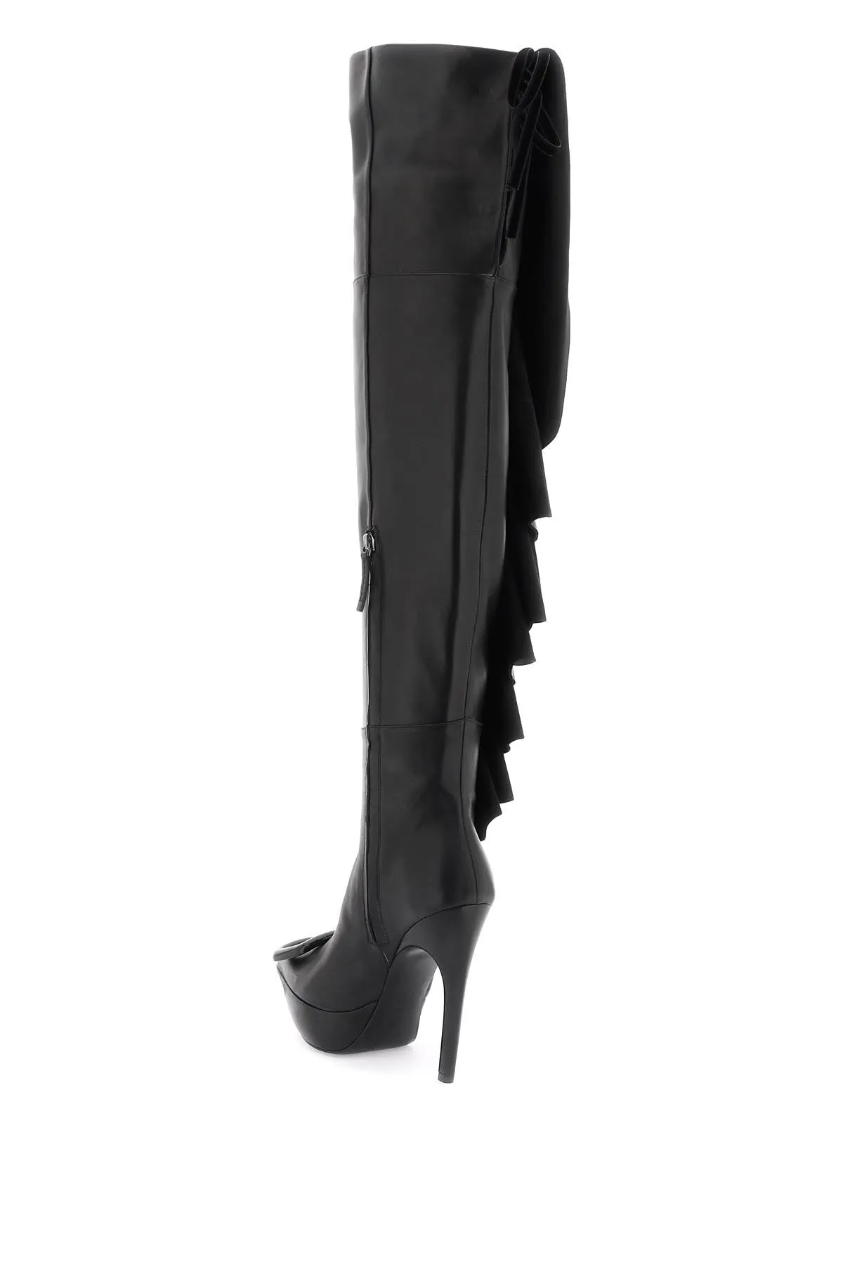 choc buckle boots with ruffles