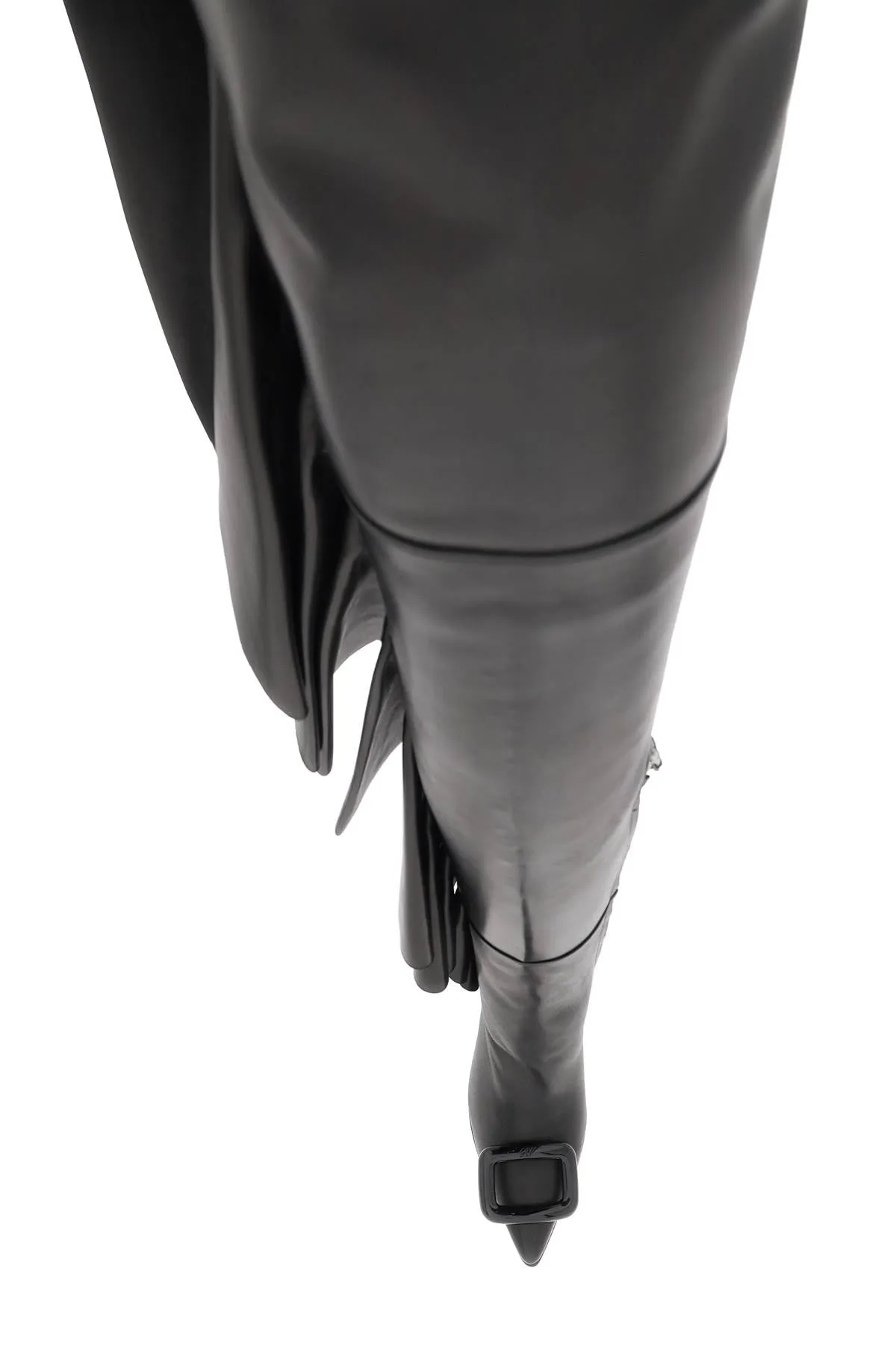 choc buckle boots with ruffles