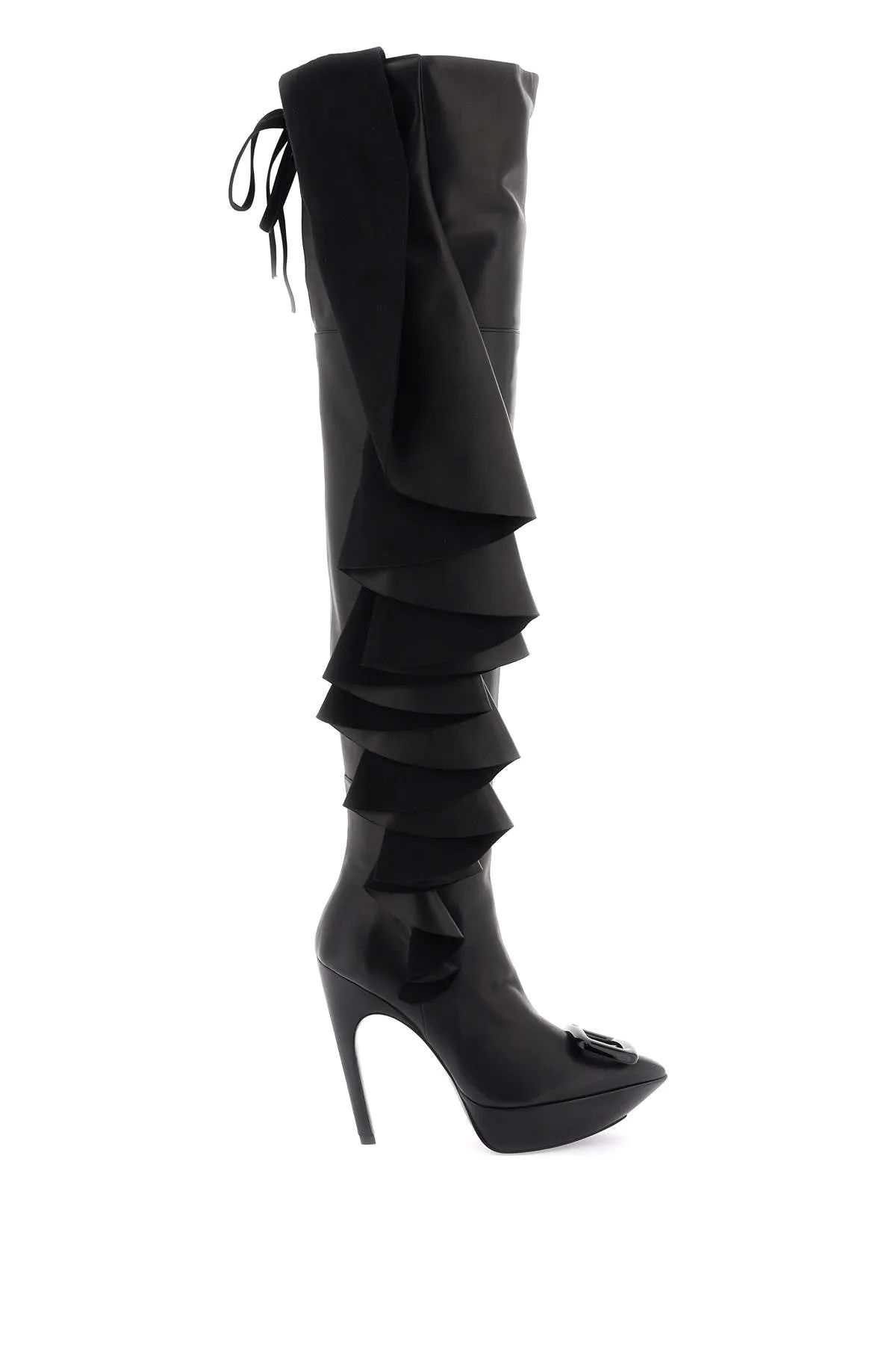 choc buckle boots with ruffles
