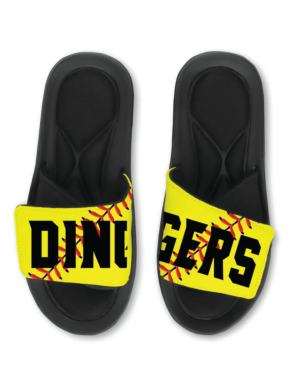 DINGERS Softball Slides Sandals - TEAM Softball Slides - FASTPITCH Slides