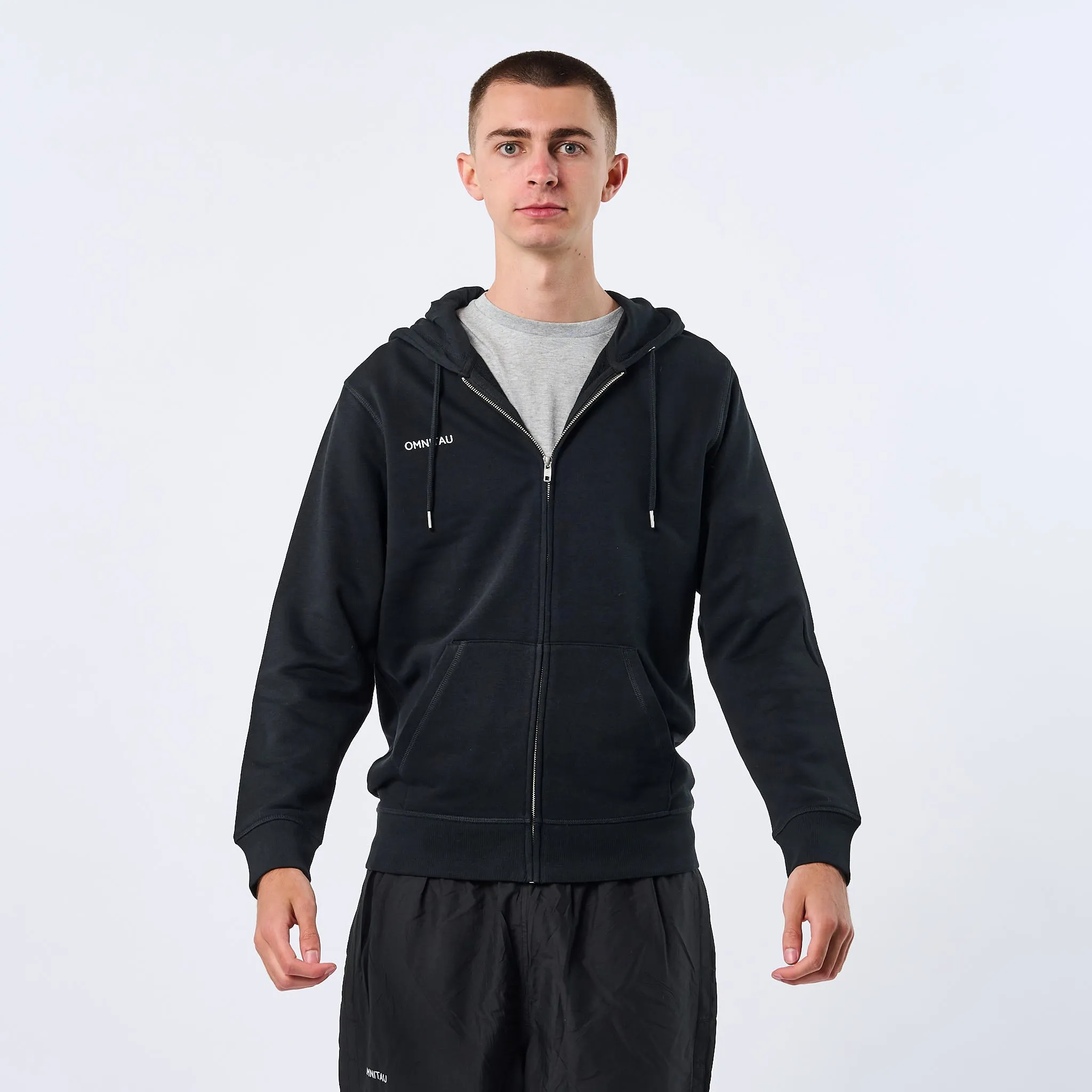 Omnitau Adult's Team Sports Organic Cotton Full Zip Hoodie - Black
