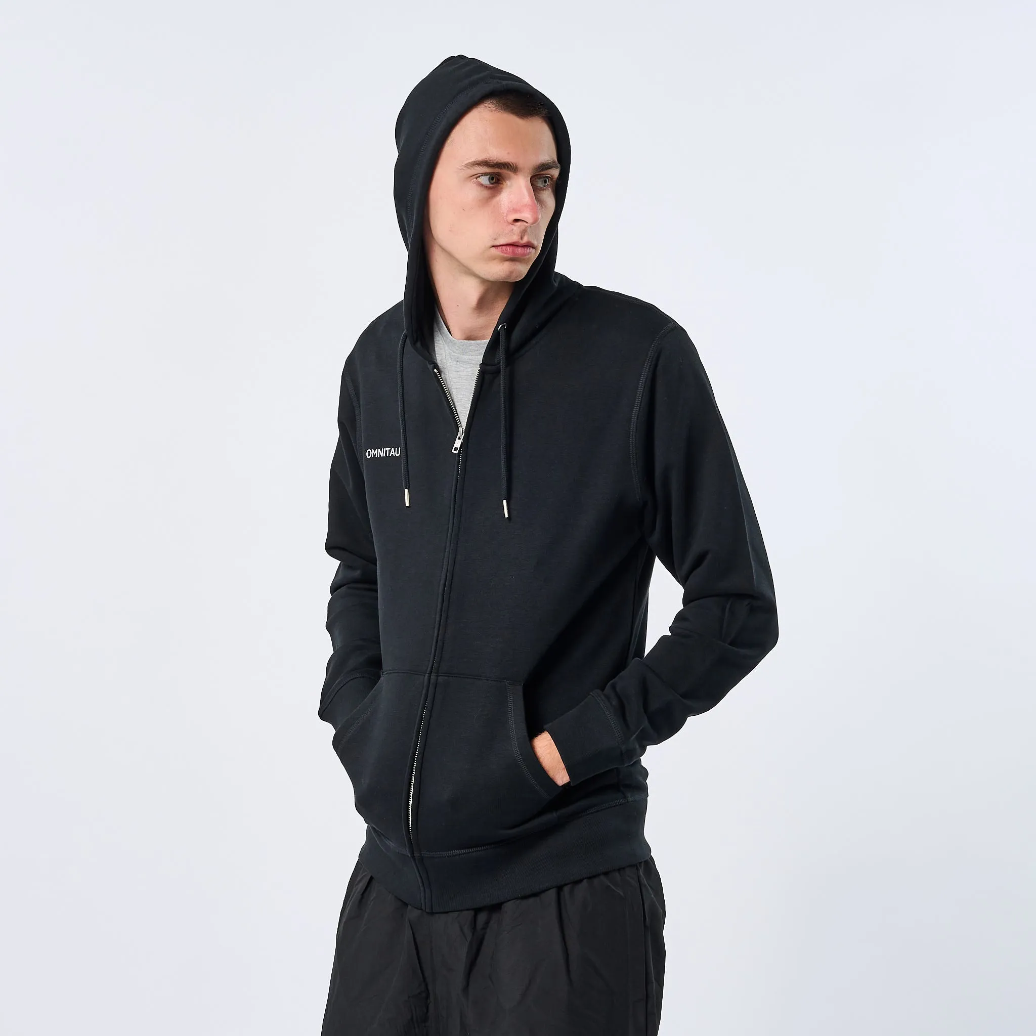 Omnitau Adult's Team Sports Organic Cotton Full Zip Hoodie - Black