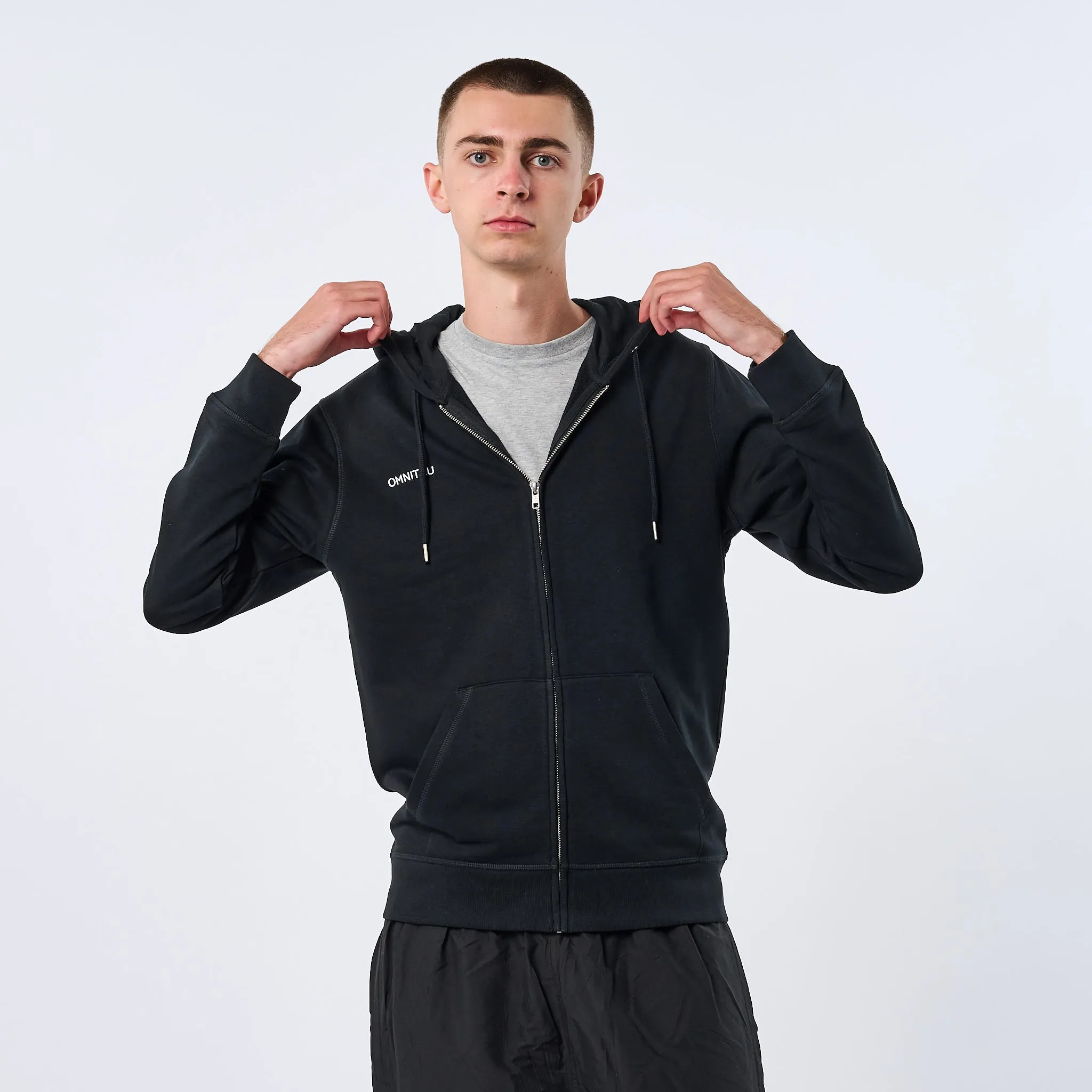 Omnitau Adult's Team Sports Organic Cotton Full Zip Hoodie - Black