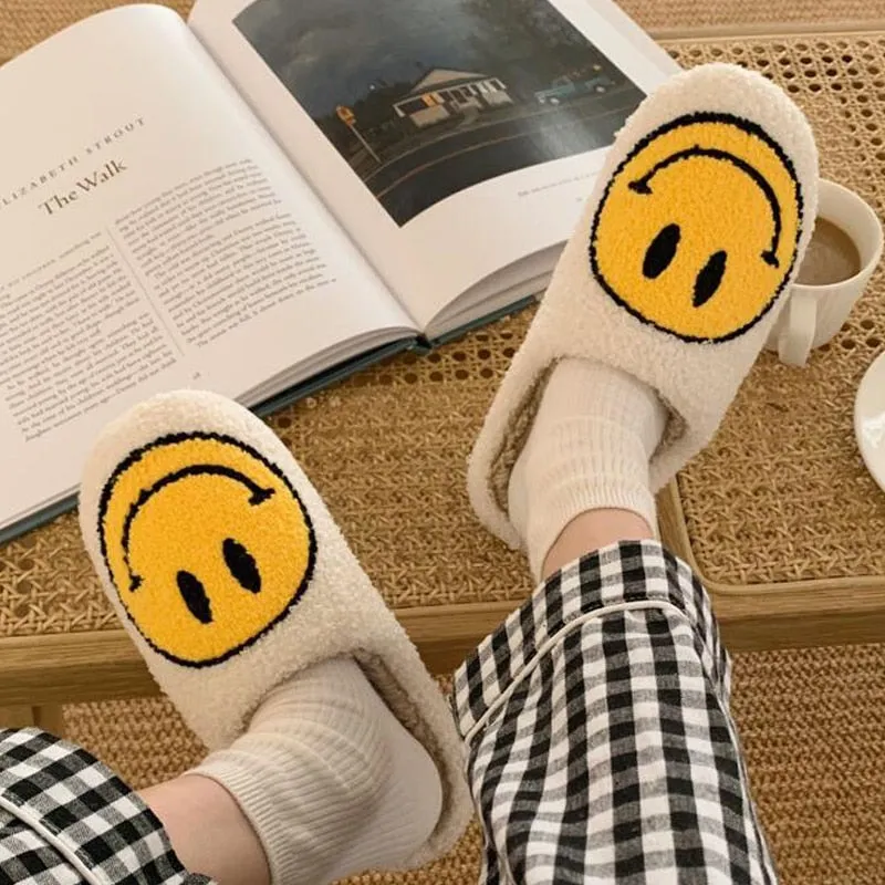 Smiley Face Slippers Women
