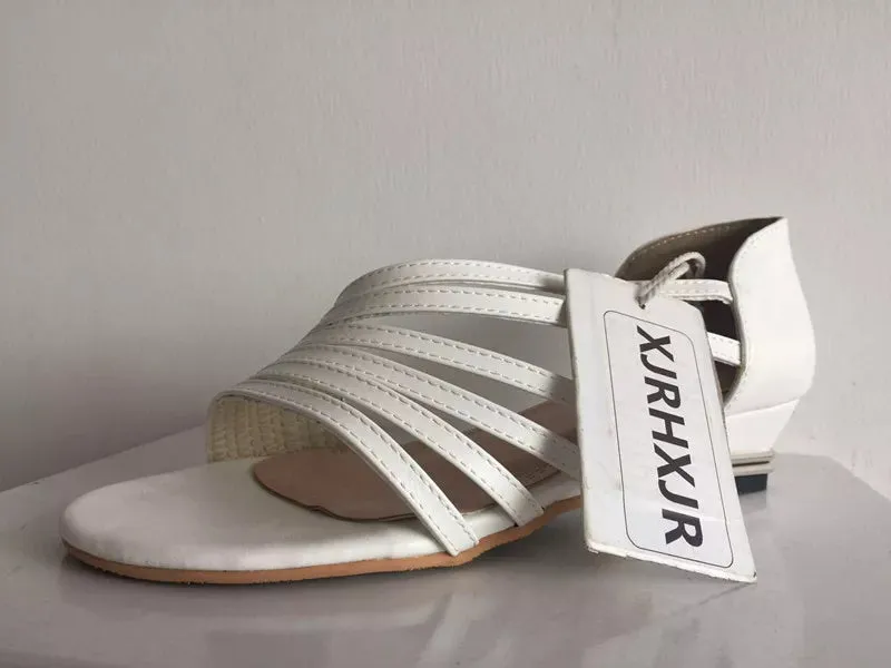 Women Summer Sandalia Leather Low Wedges Casual  Sandalias - WSD50232
