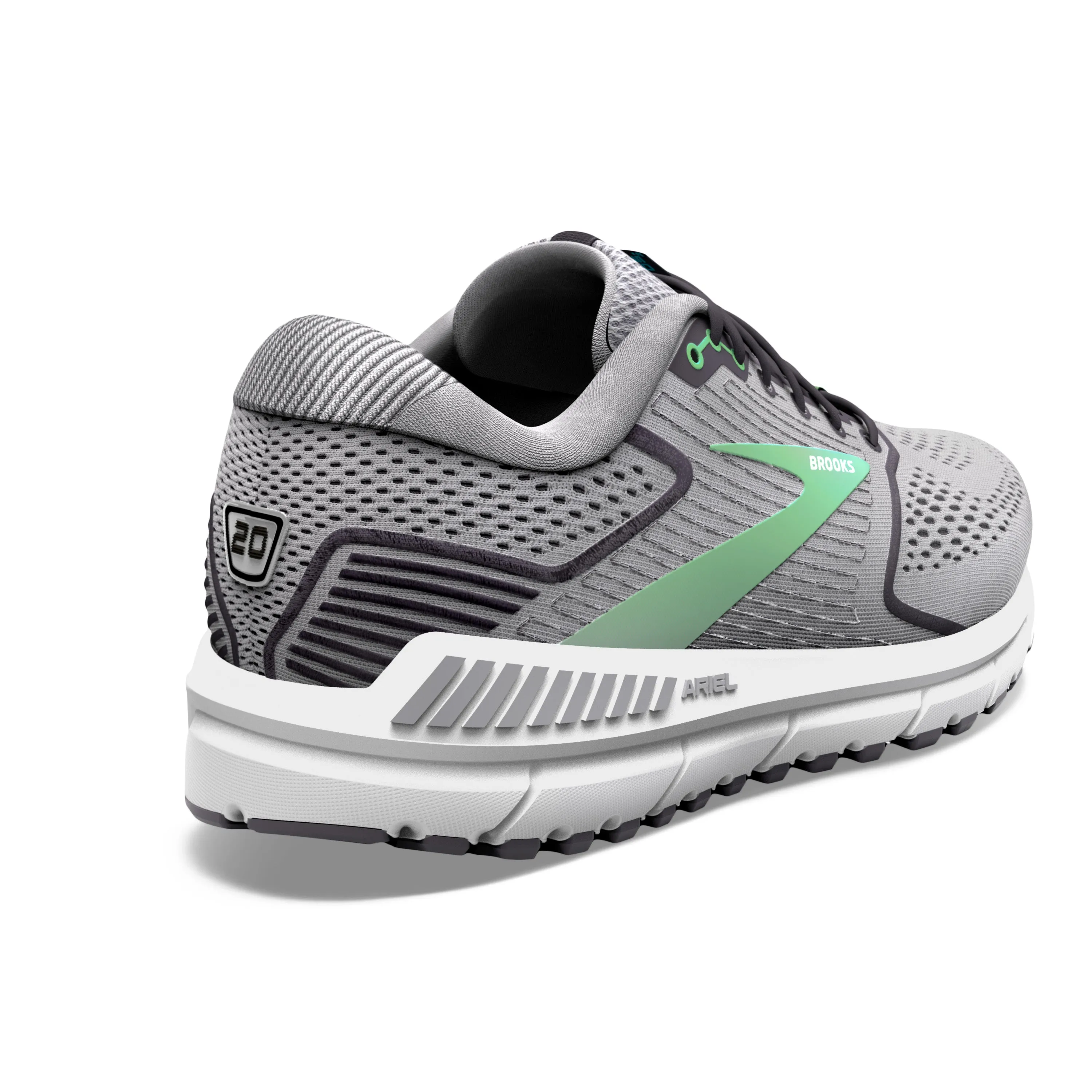 Women's Brooks Ariel '20 Color: Alloy/Blackened Pearl/Green