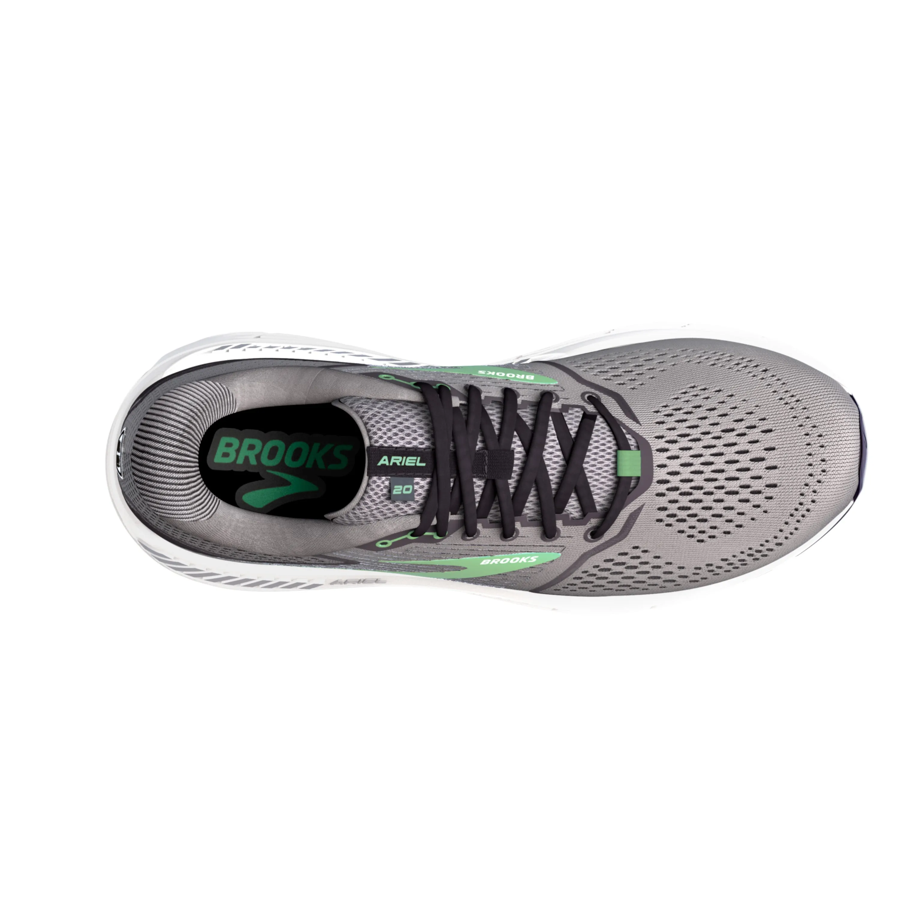 Women's Brooks Ariel '20 Color: Alloy/Blackened Pearl/Green